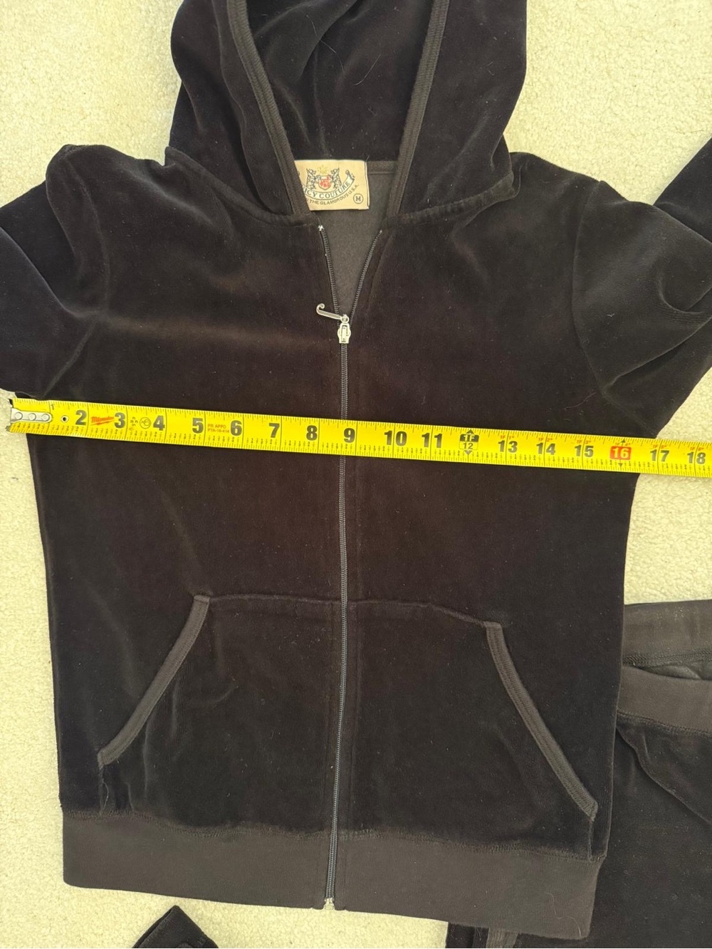 Juicy Couture Vintage Y2K Black Velour Tracksuit M Low Rise Bootcut Pants Set - Picture 4 of 14